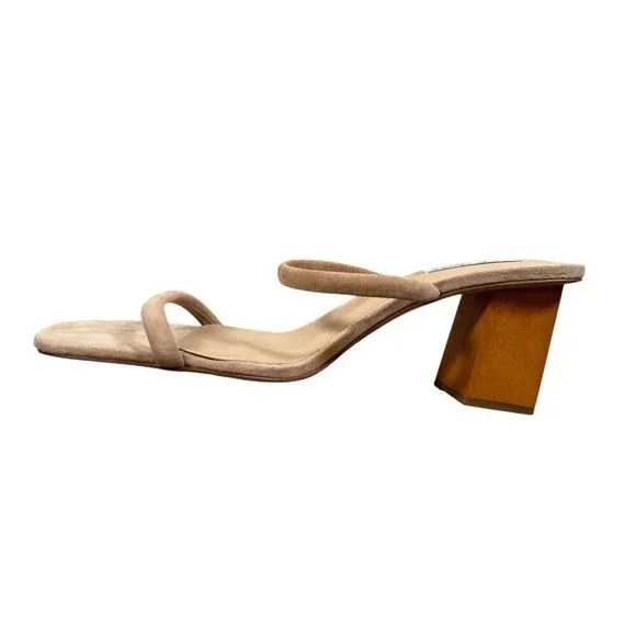 Steve Madden Isobell Honey Heeled Sandal Size 12 Tan Suede Minimal Neutral - Picture 8 of 11